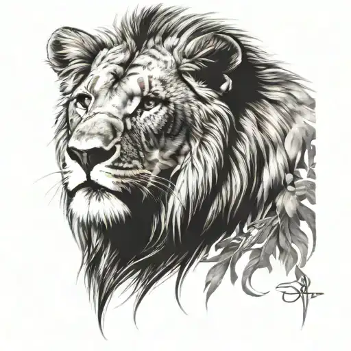 lion gaze tattoo design idea