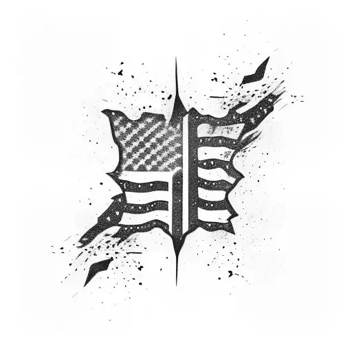 black USA flag mixed with black UK flag  tattoo design idea