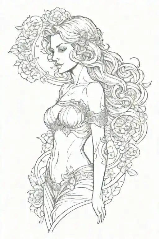 full body Aphrodite realistic sexy girl shoulder tattoo tattoo design idea