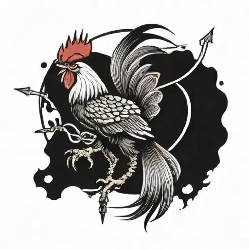 Rooster with a bow and arrow  tattoo design idea