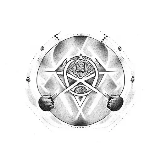 circle wrestleing mat tattoo that shows my love for MMA but with no words ,make it solid black tattoo design idea