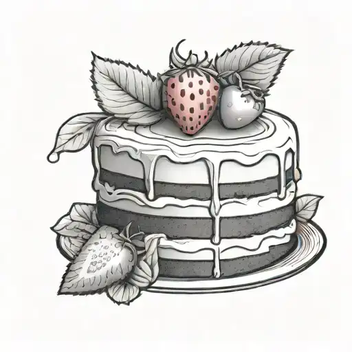 pice of cake with a  strawberry tattoo design idea