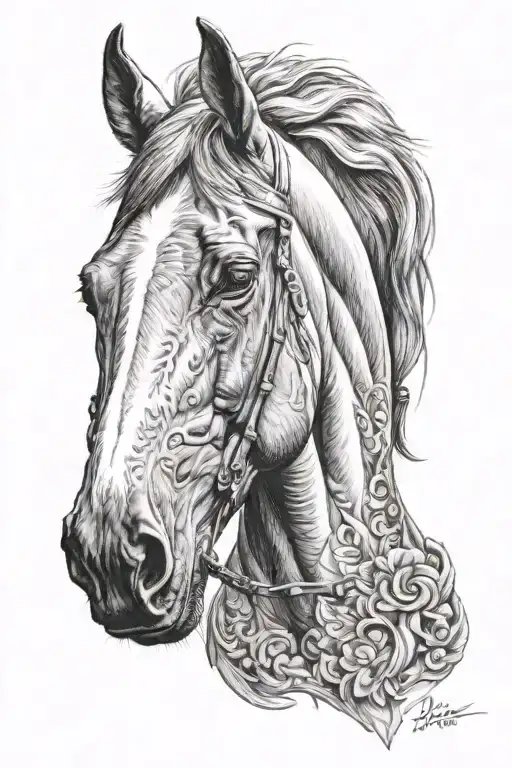 horse head tattoo design idea