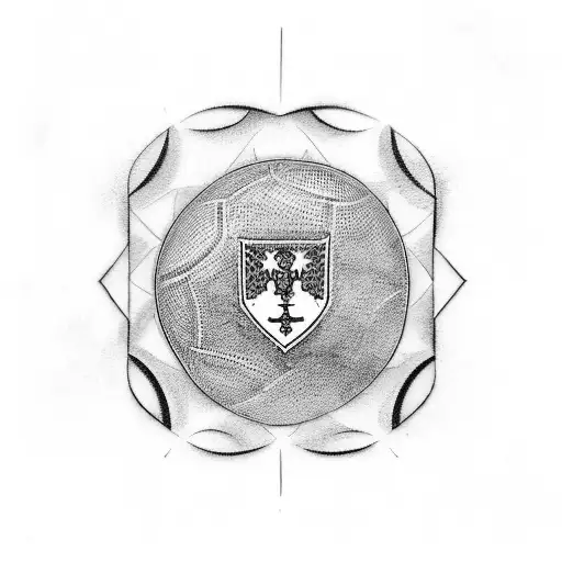 A tattoo design featuring a symbolic representation of the unity between football, Albania, and IT, with a mix of dotwork and sketch styles to create a visually striking composition tattoo design idea