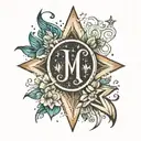 tatouage avec les initiales R,P, J, M et des étoiles  tattoo design idea