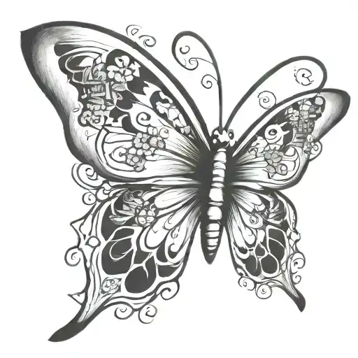 butterfly with the words perfectly imperfect  tattoo design idea