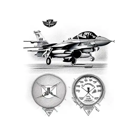 F-16 falcon and A-10 warthog aircraft together  tattoo design idea