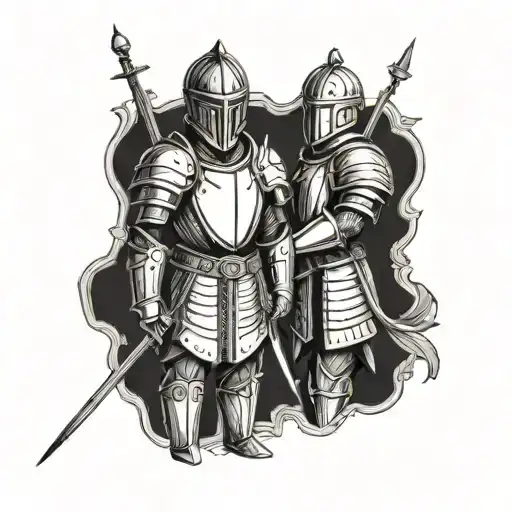 mirrored knights in armor  tattoo design idea