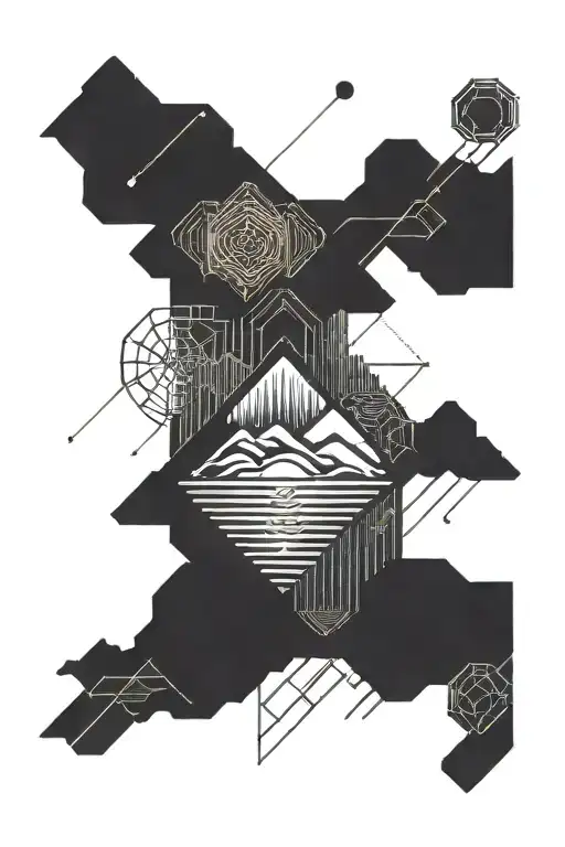 travel mountain sun sea forest waves beers cheering tattoo design idea