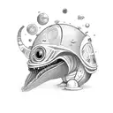 Alien eat popcorn tattoo design idea