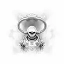 Alien eat popcorn tattoo design idea