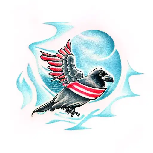 raven with words "this too shall pass" tattoo design idea