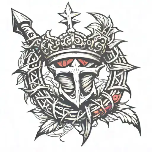 crown of thorns and anchor tattoo design idea