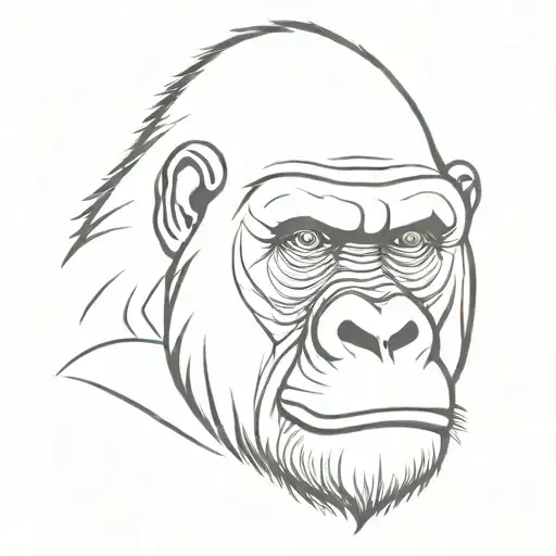 one line gorilla face tattoo design idea
