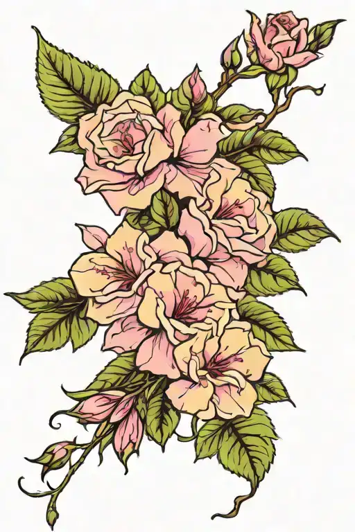 pink roses bougainvillea tattoo design idea