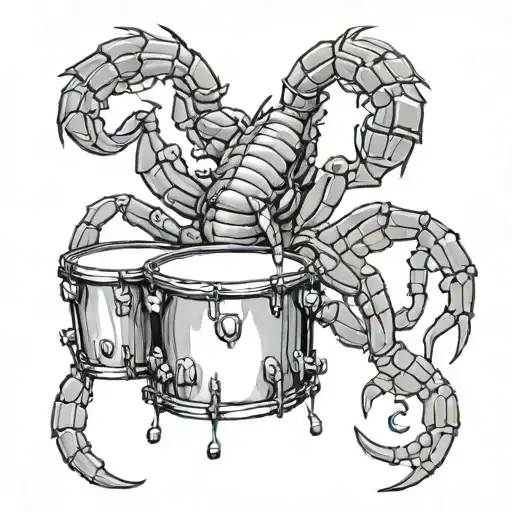 drums scorpion  tattoo design idea