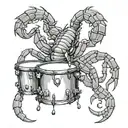 drums scorpion  tattoo design idea