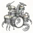 drums scorpion  tattoo design idea