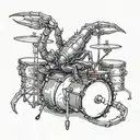 drums scorpion  tattoo design idea