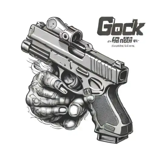 Gangster rapper hold gun Glock  tattoo design idea