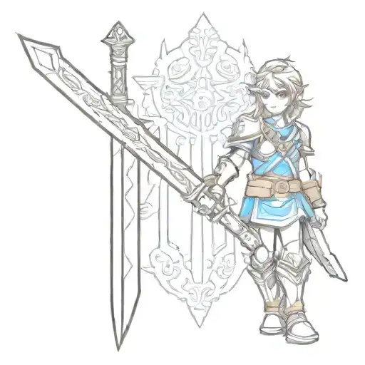 master sword link Zelda tattoo design idea