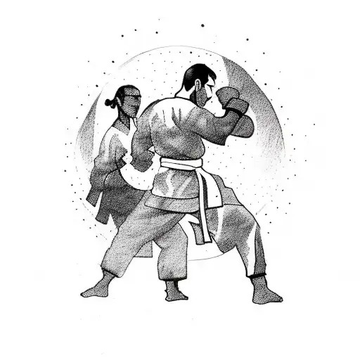 A martial arts inspired tattoo featuring a silhouette of a fighter in action tattoo design idea