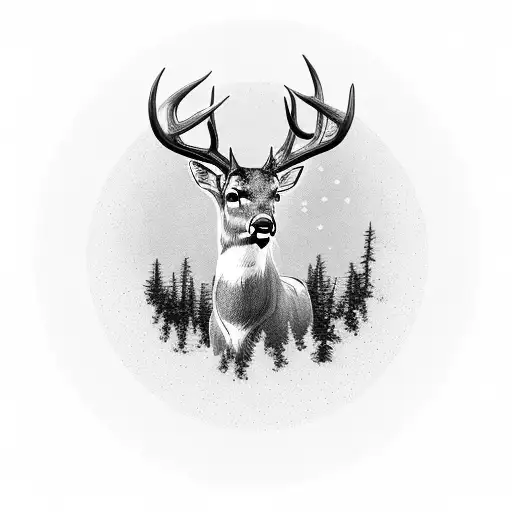 Deer from long distance looking at planet earth tattoo design idea