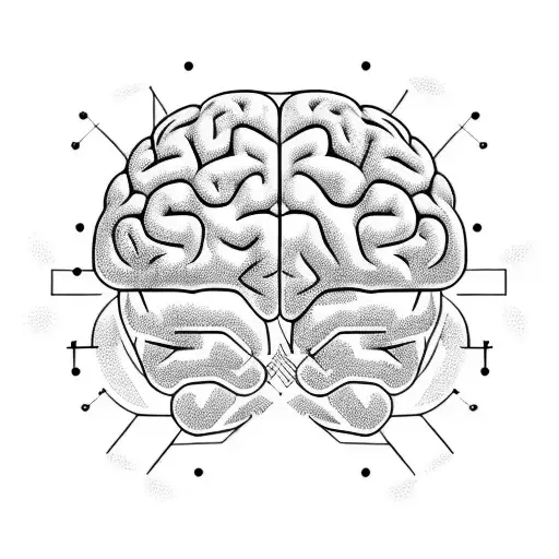 A brain with half artificial neural network tattoo design idea