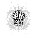 A brain with half artificial neural network tattoo design idea