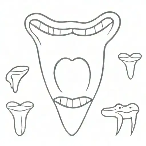 smile missing tooth tattoo design idea