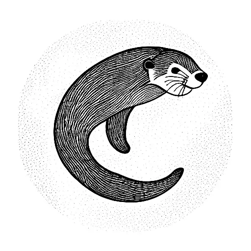 otter swimming in circles tattoo design idea