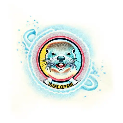 otter swimming in circles tattoo design idea
