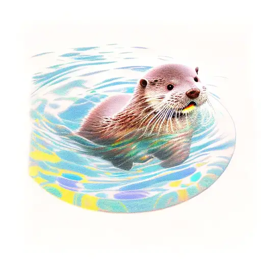otter swimming in circles tattoo design idea