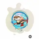 otter swimming in circles tattoo design idea