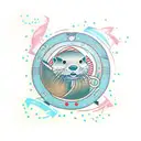 otter swimming in circles tattoo design idea