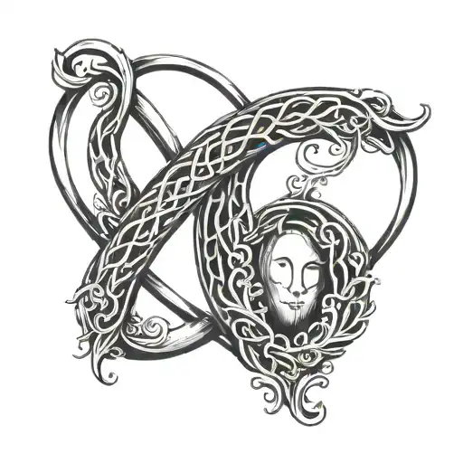 two fingerprints in the shape of a heart inside an infinity sign tattoo design idea