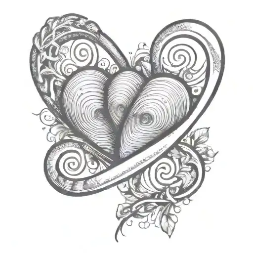 two fingerprints in the shape of a heart inside an infinity sign tattoo design idea