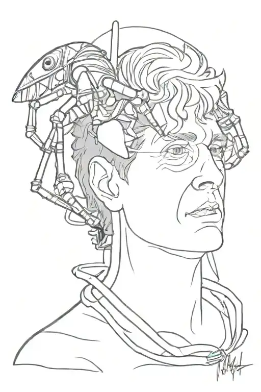 Seth Brundle from David Cronenberg's 1986 film, The Fly with telepod in background. tattoo design idea