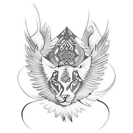 Design a tattoo showcasing a traditional Ukrainian embroidered shirt adorned with images of birds and other animals tattoo design idea