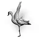 Silhouette of a flying swan in elements of Ukrainian ornament for background tattoo design idea