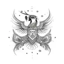Design a tattoo showcasing a traditional Ukrainian embroidered shirt adorned with images of birds and other animals tattoo design idea