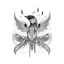 Design a tattoo showcasing a traditional Ukrainian embroidered shirt adorned with images of birds and other animals tattoo design idea