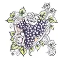 roses and grapes tattoo design idea