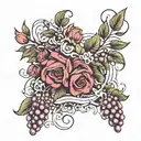 roses and grapes tattoo design idea