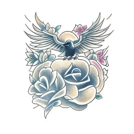 crow outline  tattoo design idea