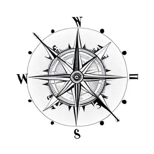 compass with a clock above it tattoo design idea