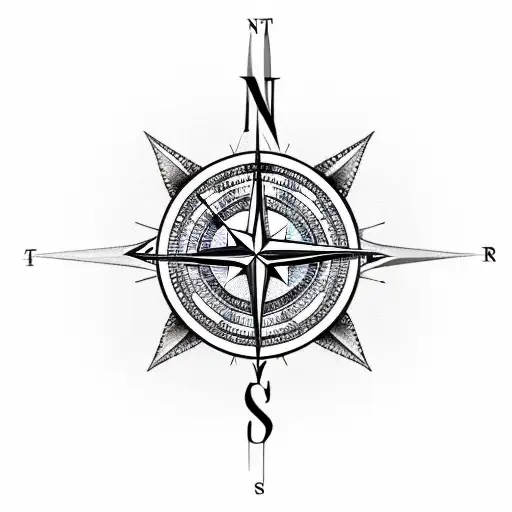 compass with a clock above it and an eagle below it on forearm tattoo design idea