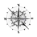 compass with a clock above it tattoo design idea