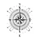 compass with a clock above it tattoo design idea