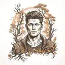 Dean Winchester walking through a supernatural forest tattoo design idea